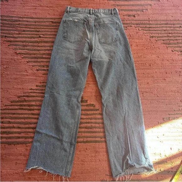 Zara Light Blue High Waisted Distressed Wide Leg Jeans - Picture 3 of 7